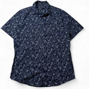 14th & Union Men’s Dark Navy Floral Button-Up Shirt Size Medium